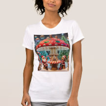Vrouwen Slim Fit T-Shirt: Kerst Paddestoel Design
