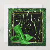 Vrouwen Smaragd Groen Hoge hak Schoen Verjaardagsf Kaart (Achterkant)