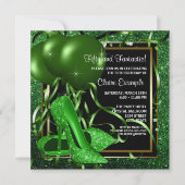 Vrouwen Smaragd Groen Hoge hak Schoen Verjaardagsf Kaart (Voorkant)