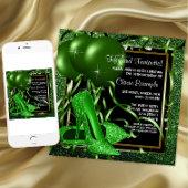 Vrouwen Smaragd Groen Hoge hak Schoen Verjaardagsf Kaart