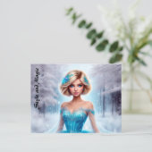 Vrouwen sneeuw heldere magische fantasie elegant briefkaart (Staand voorkant)