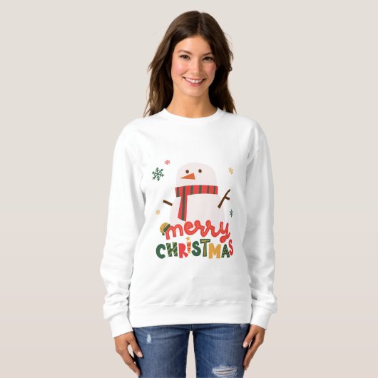 Vrouwen sneeuwman kerst Shirt (Voorkant volledig)