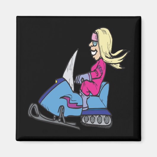 Vrouwen Snowmobiing Magneet (Voorkant)