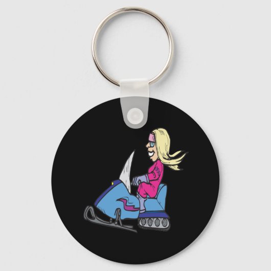 Vrouwen Snowmobiing Sleutelhanger (Voorkant)
