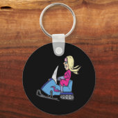 Vrouwen Snowmobiing Sleutelhanger (Voorkant)