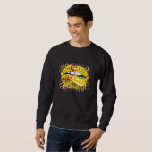 Vrouwen Softbal Baseball Game Day Leopard Lips Hea Trui (Voorkant volledig)