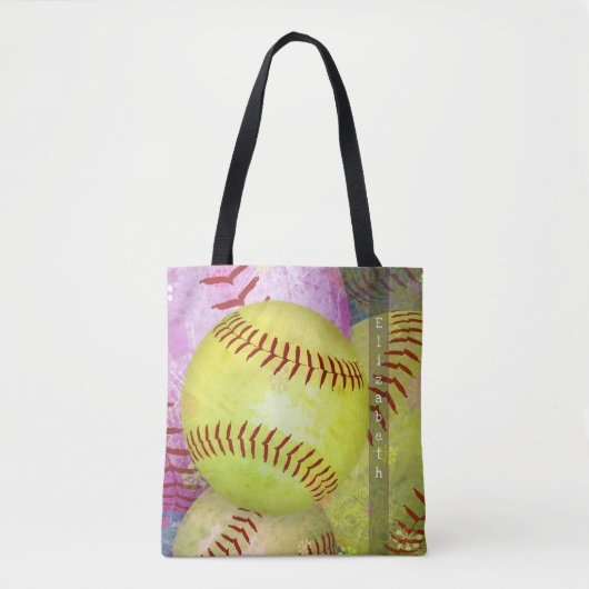 Vrouwen softbal canvas tas met aangepaste naam (Voorkant)