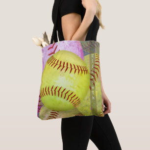 Vrouwen softbal canvas tas met aangepaste naam