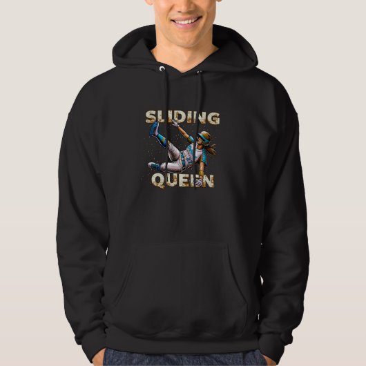 Vrouwen Softbal League Sliding Queen Beste Base St Hoodie (Voorkant)
