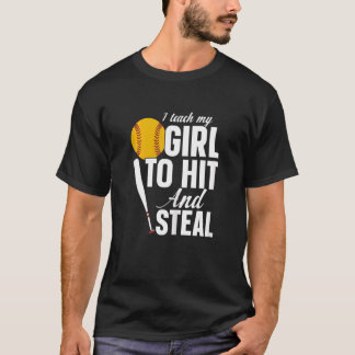 Vrouwen Softbal Mama Ik leer mijn meisje te slaan  T-shirt