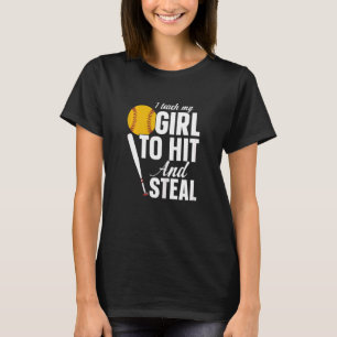 Vrouwen Softbal Mama Ik leer mijn meisje te slaan T-shirt