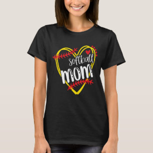 Vrouwen Softbal Moeder Mama Softbal Softbal Hart T-shirt