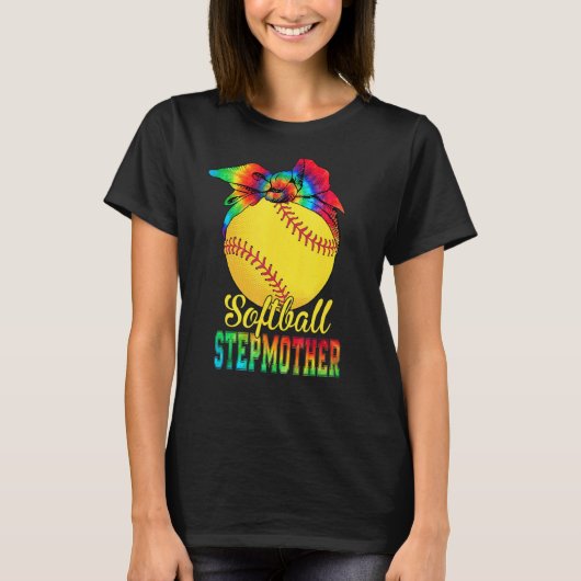 Vrouwen Softbal Stepmother Tie Dye Softbal Moeder T-shirt (Voorkant)