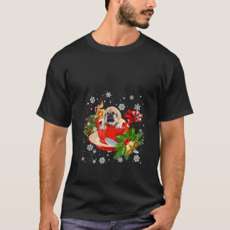 Vrouwen Spaanse Mastiff en koffie Kerstsneeuw L T-shirt