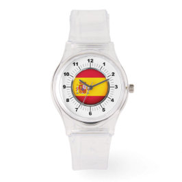 Vrouwen Spanje Vlag Sportief Roze Silicon Horloge