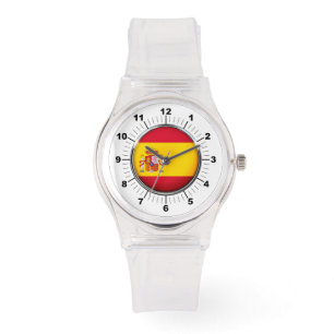 Vrouwen Spanje Vlag Sportief Roze Silicon Horloge