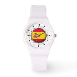 Vrouwen Spanje Vlag Sportief Wit Silicon Horloge
