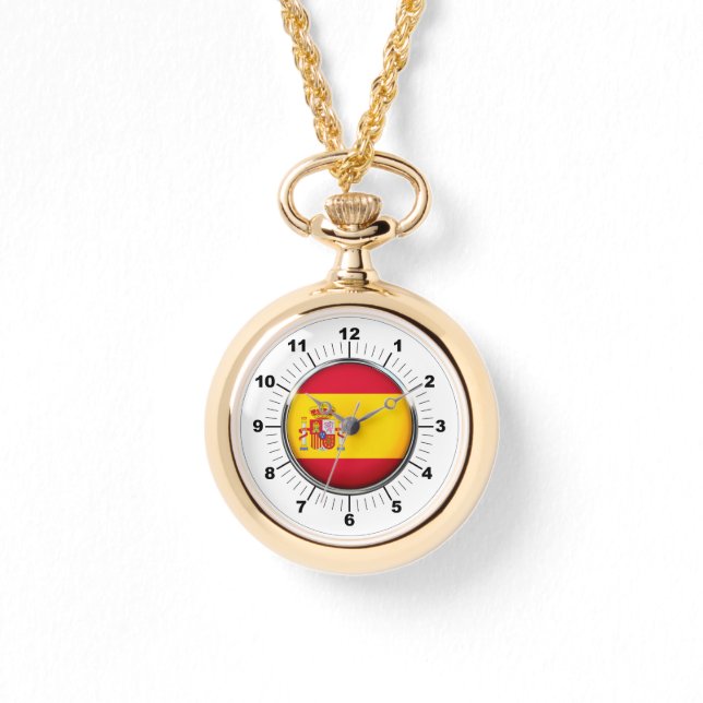 Vrouwen Spanje Vlag Wraparound Gold Watch Horloge (Voorkant)