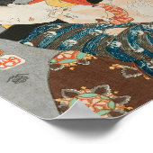 Vrouwen spelen met  Japanse druk met katten Poster (Hoek)