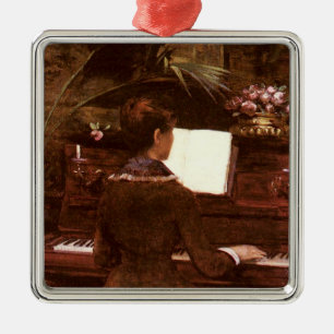 Vrouwen spelen piano metalen ornament