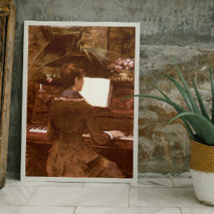 Vrouwen spelen piano poster