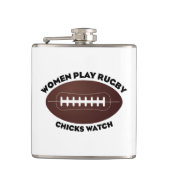 Vrouwen spelen Rugby, Chicks Watch Heupfles (Voorkant)
