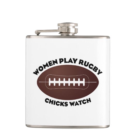 Vrouwen spelen Rugby, Chicks Watch Heupfles (Voorkant)