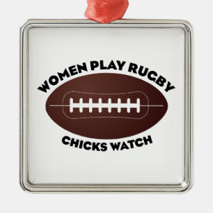 Vrouwen spelen Rugby, Chicks Watch Metalen Ornament