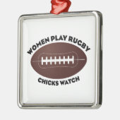 Vrouwen spelen Rugby, Chicks Watch Metalen Ornament (Links)
