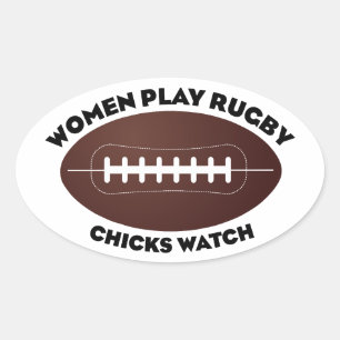 Vrouwen spelen Rugby, Chicks Watch Ovale Sticker