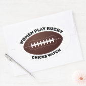 Vrouwen spelen Rugby, Chicks Watch Ovale Sticker (Envelop)