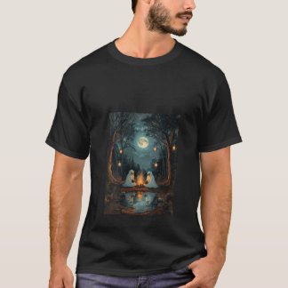 Vrouwen Spook Boek Lezen Camping Gothic H T-shirt