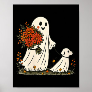 Vrouwen spook honden wandelen griezelige grappige poster