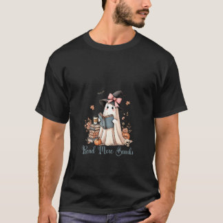 Vrouwen Spook Lezen Boek Coquette Bow Halloween G T-shirt