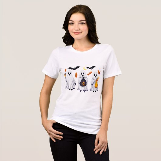 Vrouwen spook Tshirt wit (Voorkant volledig)