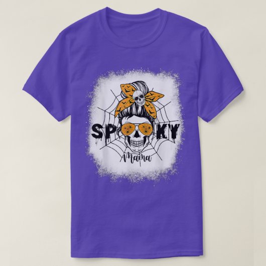Vrouwen Spooky Mama Halloween Skull Messy Bun Witc T-shirt (Design voorkant)