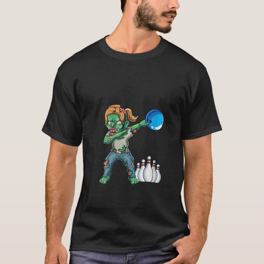 Vrouwen Spooky Vrouw Zombie Bowling League Team Gi T-shirt (Voorkant)