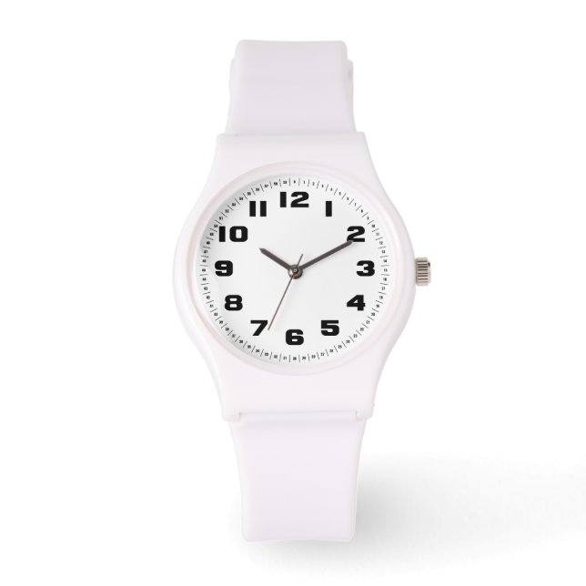 Vrouwen Sporty White Silicon Watch Horloge (Voorkant)