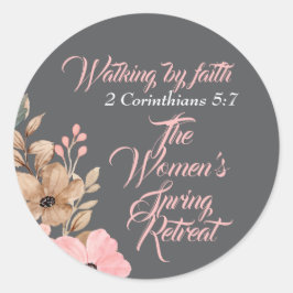 Vrouwen Spring Retreat Wildflower Roze Christelijk Ronde Sticker