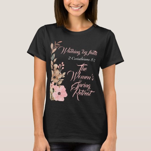 Vrouwen Spring Retreat Wildflower Roze Christelijk T-shirt (Voorkant)