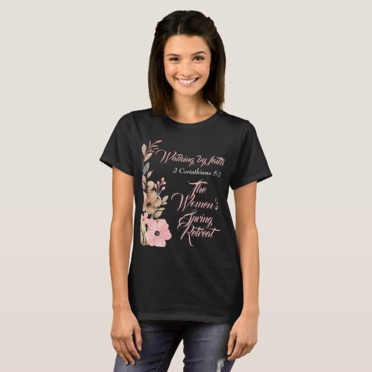 Vrouwen Spring Retreat Wildflower Roze Christelijk T-shirt (Voorkant volledig)