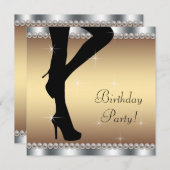 Vrouwen stappen in verjaardagsfeestje kaart (Voorkant / Achterkant)