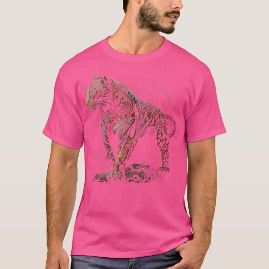 Vrouwen Steampunk Jaquar Cat Steampunk Art Animal T-shirt (Voorkant)