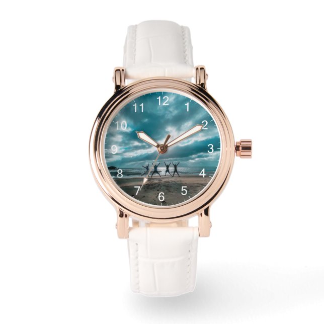 Vrouwen Stijlvol Elegant  Roos Goud Monogram Horloge (Voorkant)