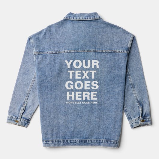 Vrouwen Stijlvolle Sjabloon Modern Big Bold Font Denim Jacket (Achterkant)