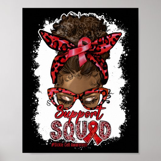 Vrouwen Support Squad Afro Messy Bun Leopard Sickl Poster (Voorkant)