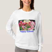 Vrouwen sweatshirt. Fijne Pasen. alpaca/konijn T-shirt (Voorkant)