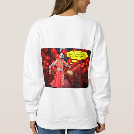 Vrouwen sweatshirt. Gelukkig Chinees Nieuwjaar pan Trui (Achterkant)
