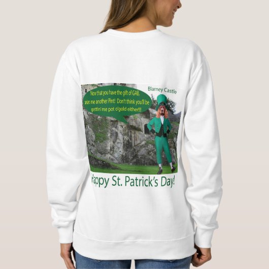 Vrouwen sweatshirt. Gelukkige St. Patrick's Day ir Trui (Achterkant)