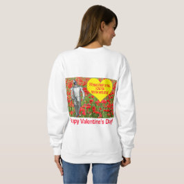 Vrouwen sweatshirt. Gelukkige Valentijnsdag zwart. Trui